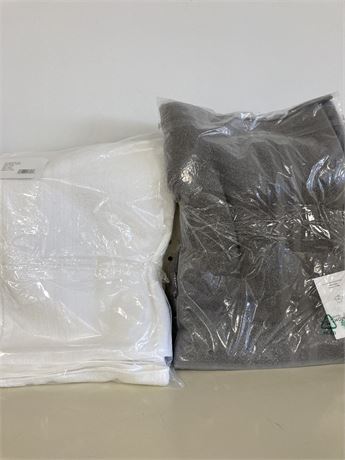 Lot of (THREE) Bath Towels, One white and Two Gray