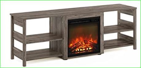 Furinno 21181 Tv Stand With Fireplace, Rustic Oak