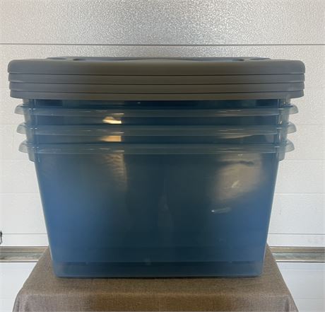 (4) Sterilite 64 Qt. Latching Box Plastic, Blue Tint