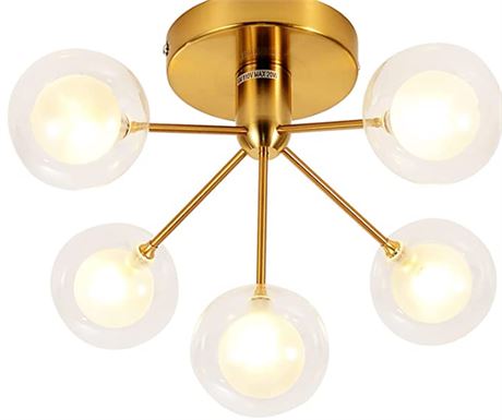 BHG Five Globe Flush mount ceiling light, gold