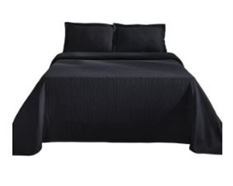 Superior Lule Cotton Bedspread Set, Full, Navy Blue
