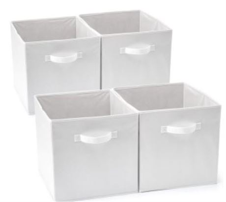 Lot of (2) Sorbus Foldable Storage Bins, White, TOTAL OF 8 bins