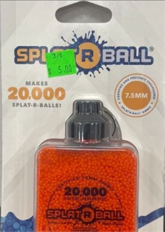 SplatRBall Orange Ammunition 20K Rounds 7.5 mm Bottle