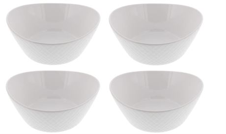 Over and Back Porcelain Bowl Set, 4-pack, white