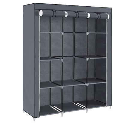SONGMICS 51 Inch Portable Closet Wardrobe Storage Organizer with 10 Shelves