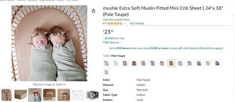 Mushie Extra Soft Muslin Mini Crib Sheet, Beige