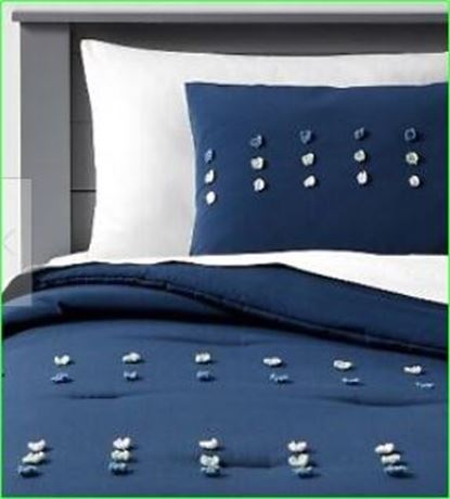 Full/Queen Pom Comforter Set Blue - Pillowfort™
