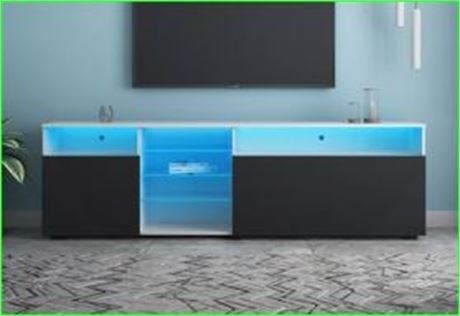 TV Stand for up to 90 inch TVs 16 Color LEDs TV Cabinet with Storage Drawers