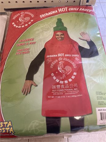 Rasta Impasta Sriracha Hot Chilli Sauce Costume, Adult universal