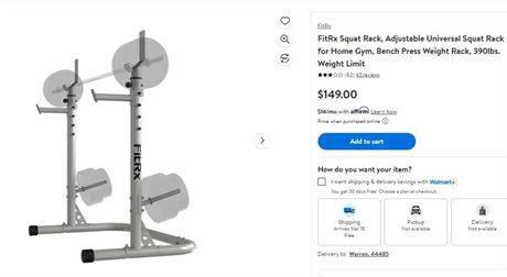FitRx Squat Rack, Adjustable Universal Squat Rack for Home Gym, Bench Press Weig