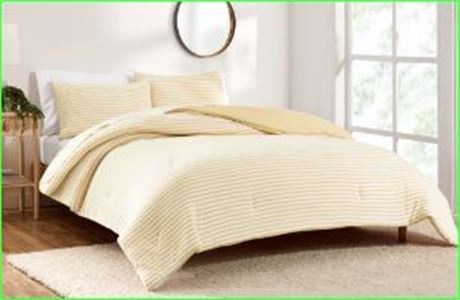 Gap Home  Jersey Reversible Comforter Set, Queen, Yellow