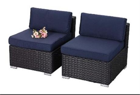 PHI VILLA Outdoor Sectional Furniture 2 Piece Patio Sofa Set