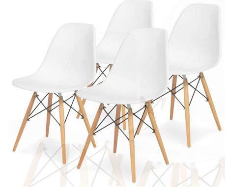 SKONYON Mid Century Modern Dining Chair, Set of 4, White