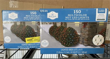(2) Holiday time Led lights green wire