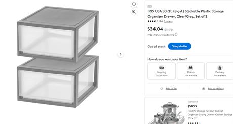 iris 30 quart stackable organizer drawers, 2 pack