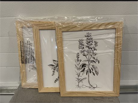 (3) 12"x18" Wood Picture Frame