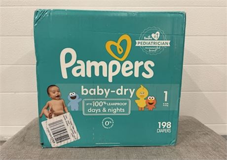 Pampers Baby-Dry Diapers, size 1, 198 count