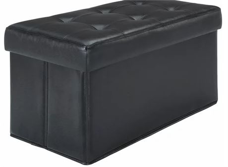 Mainstays 30 in collapsible storage ottoman, black
