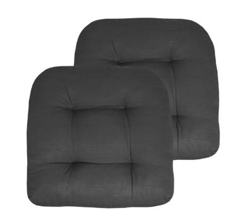 Two-Pack Patio Seat Cushions, 19"x19", charcoal