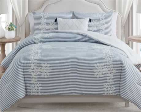 VCNY Avery Blue 4 pc Comforter set, FULL/QUEEN