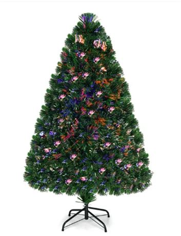 Costway 4ft Pre-Lit Fiber Optic PVC Christmas Tree