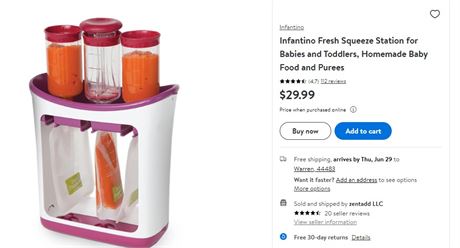 Infantino Fresh Squeeze Station for Babies and Toddlers, Homemade Baby Food and