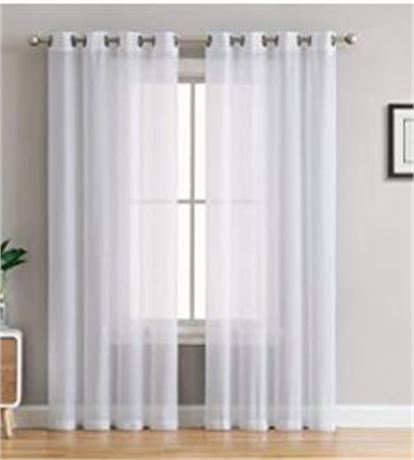 HLC Semi-Sheer Curtains, Victoria, White. 54"x144"