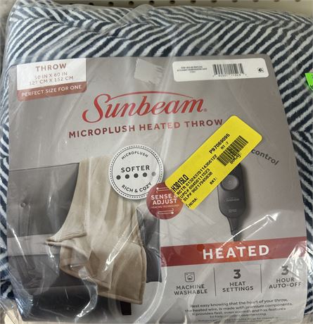 Sunbeam Microplush Heated throw, 50"x60"