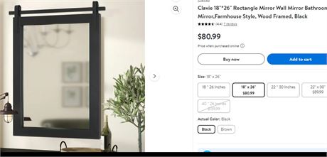 Clavie18x26 Rectangle Mirror Wall Mirror Bathroom Mirror,Farmhouse Style, Wood F