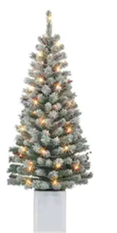 Holiday Time Set of 2 3.5 Foot Flocked Potted Christmas Trees