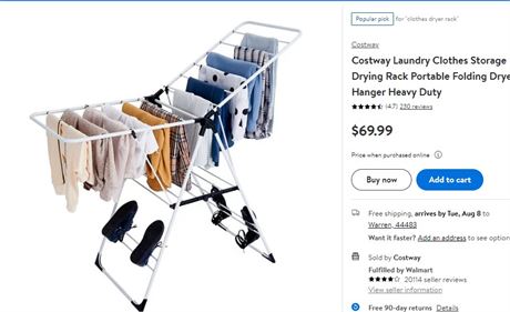 Costway Laundry Clothes Storage Drying Rack Portable Folding Dryer Hanger Heavy