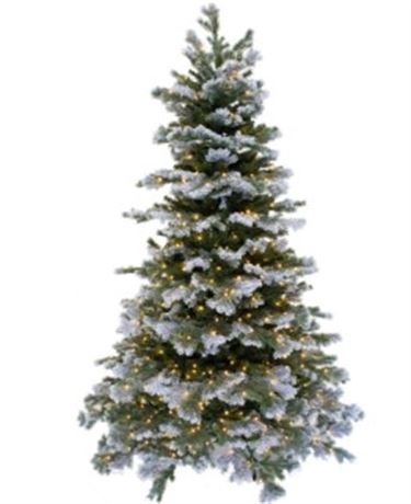 FOH 6.5 ft Pre-Lit Frosted Tip Christmas tree