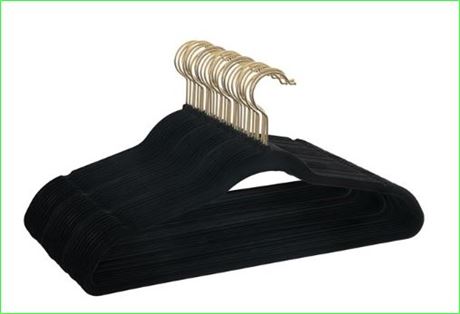 Better Homes & Gardens Velvet Hangers,30 Pack, Black, Non-Slip