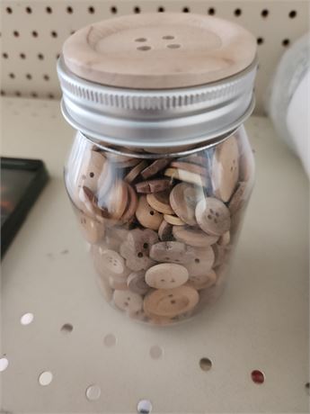 Jar of wood buttons