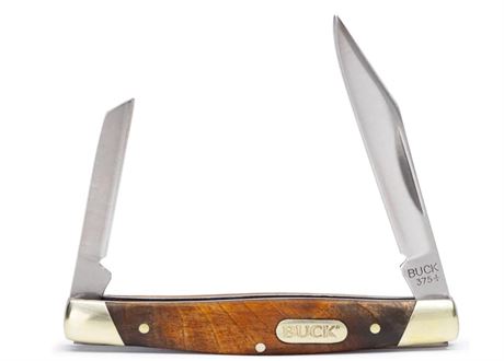 Buck Knives 375 Deuce 2-Blade Folding Pocket Knife with Wood Handle, 2-5/8", 0.7