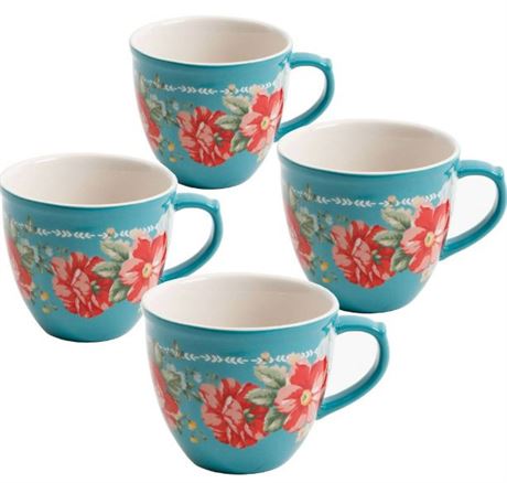 The pioneer Woman Vintage Floral 4-Piece Ceramic Cup Set