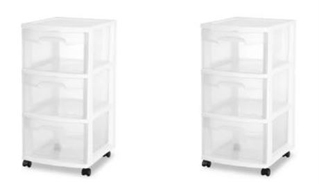 Case of (TWO) Sterilite 2830 3 drawer Carts