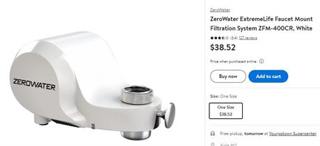 ExtremeLIfe From Zero Water Faucet Mount Purifier
