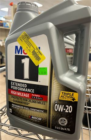 One Gallon Mobil 1 Extended Mileage Full Synthetic Oil 0w-20
