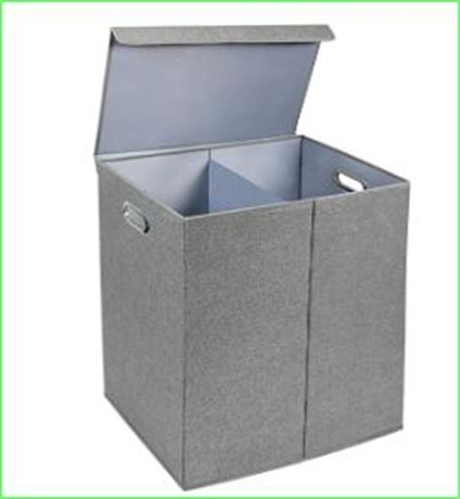 Greenco Nonwoven Foldable  Laundry Hamper w/ Divider, Gray