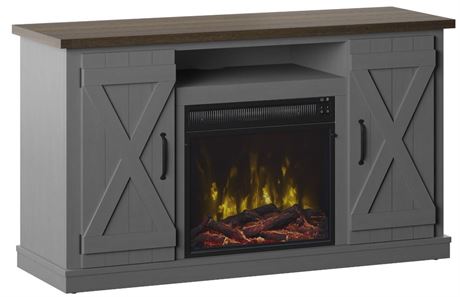 Twin Star Home Cottonwood Stand for TVs Up to 55" Electric Fireplace, Antique Gr