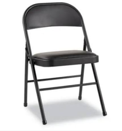 Alera Steel Folding Chair with Two-Brace Support, Padded Seat, Graphite color, 4