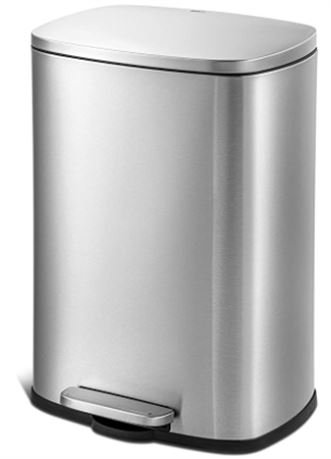 Qualiazero 13.2 Gallon Trash Can, Stainless Steel