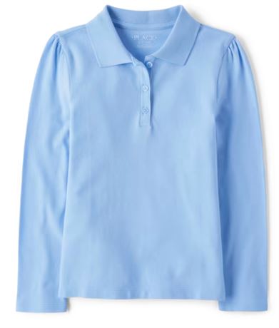Wonder Nation Girls Long Sleeve Interlock Polo Shirt, 2-Pack, Size 6