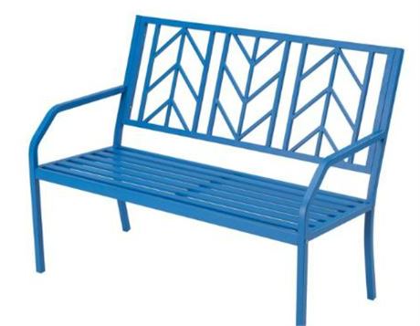 Mainstays Evry Bell Outdoor Durable Steel Bench - Blue