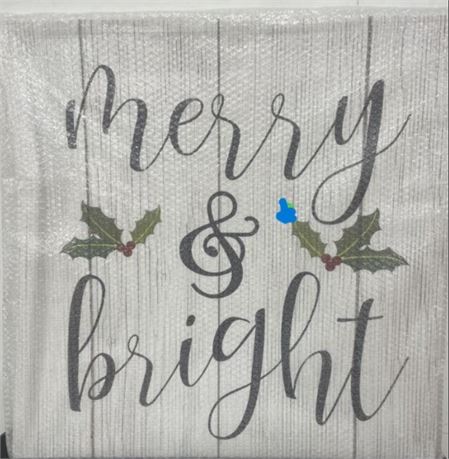 Holiday Rustic Typography "Merry And Bright" with Holly Planked Look