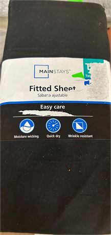 Mainstays Fitted Sheet, Black, Twin