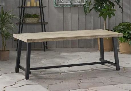 Noble House Carlistle Gray Outdoor Dining Table, 79"x36"x30"