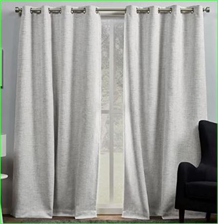 Exclusive Home Burke Grommet Curtain Panel Pair, 52x96, Silver