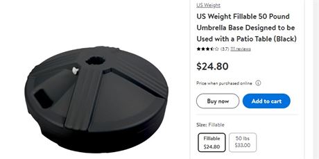 US Weight Fillable 50 Pound Umbrella Base